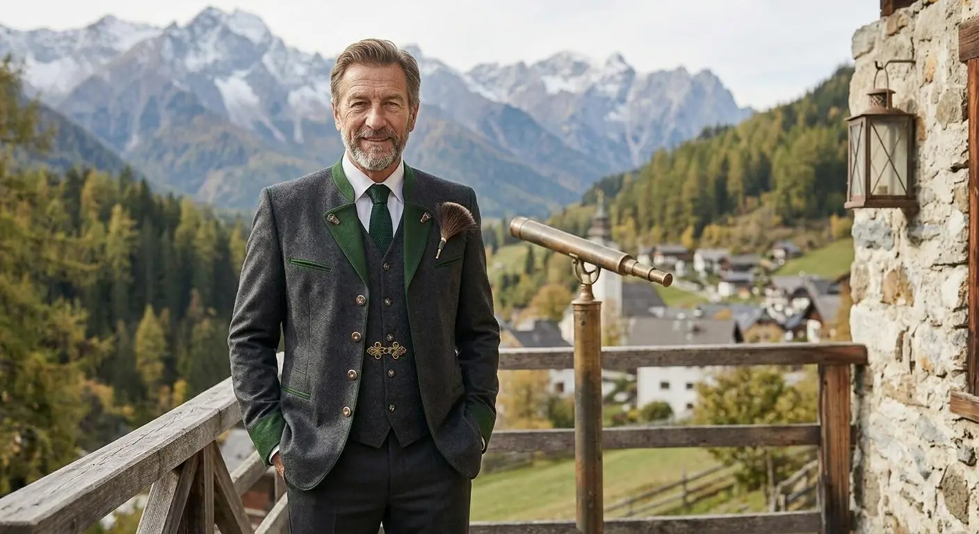 Mann in klassischer Herrenjacke, europäische Modeaufnahme